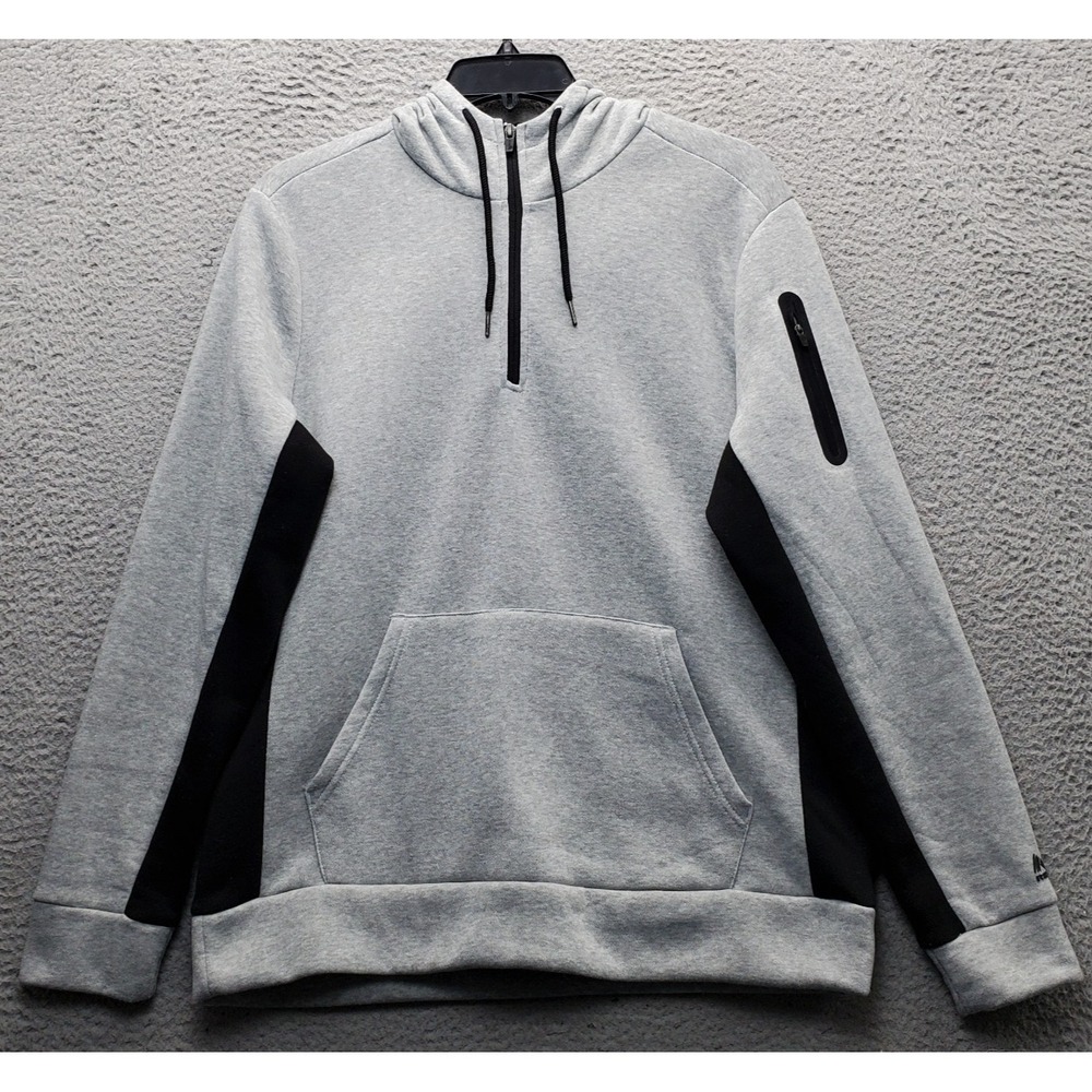 RBX Active Fleece Workout Athletic Pullover Hoodie Mens Large Gray Quarter Zip